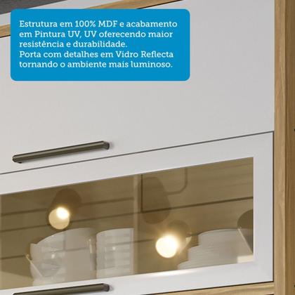 Imagem de Armário Aéreo Cozinha 120 Cm Syrah 2 Portas com Vidro 100% Mdf Amêndoa/Off White - Rio Doce