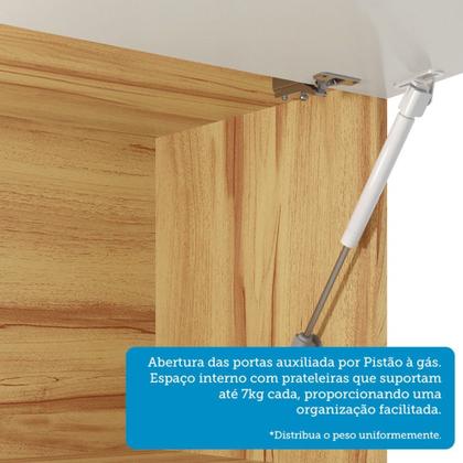 Imagem de Armário Aéreo Cozinha 120 Cm Syrah 2 Portas com Vidro 100% Mdf Amêndoa/Off White - Rio Doce