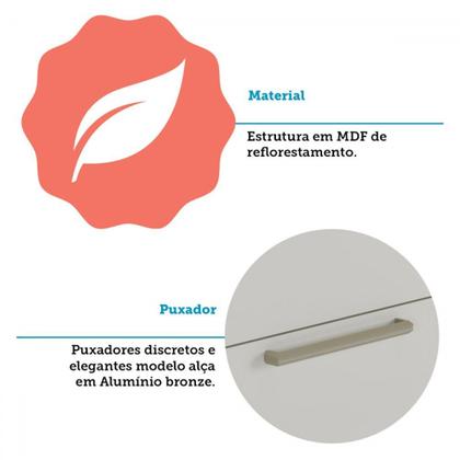 Imagem de Armário Aéreo Cozinha 120 Cm Syrah 2 Portas com Vidro 100% Mdf Amêndoa/Off White - Rio Doce