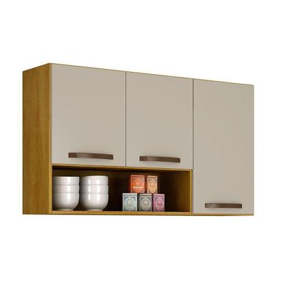 Imagem de Armário Aéreo Cozinha 3 Portas Maísa Cinamomo-off White