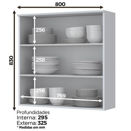 Imagem de Armário Aéreo Cozinha 80 cm Americana 2 Portas 100% Mdf Branco Hp - Henn