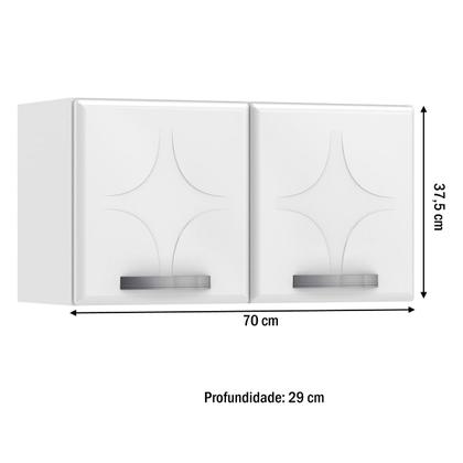 Imagem de Armário Aéreo Cozinha em Aço Topázio 2 Portas Branco - Telasul