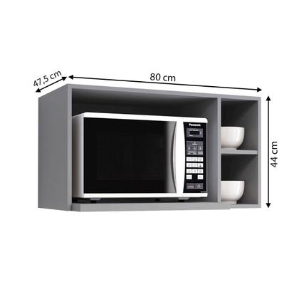 Imagem de Armário Aéreo Cozinha Essência para Micro-Ondas 100% Mdf Cinza - Henn