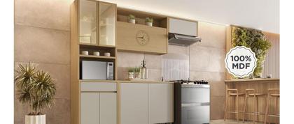 Imagem de Armario Aereo Cozinha Mdf 2 Portas Carvalho 120x78x32cm