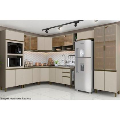 Imagem de Armário Aéreo Cozinha Modulado Canto Oblíquo Connect c/ 2 Portas Duna/Cristal - Henn