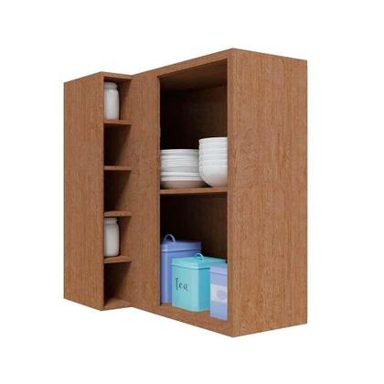 Imagem de Armário Aéreo Cozinha Modulado Canto Syrah c/ 1 Porta e 5 Nichos 88cm Amendoa/Off White - Ronipa