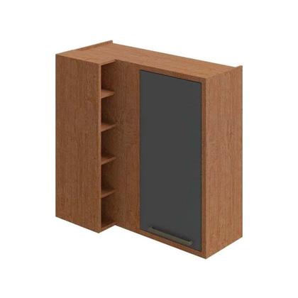 Imagem de Armário Aéreo Cozinha Modulado Canto Syrah c/ 1 Porta e 5 Nichos 88cm Amendoa/Off White - Ronipa