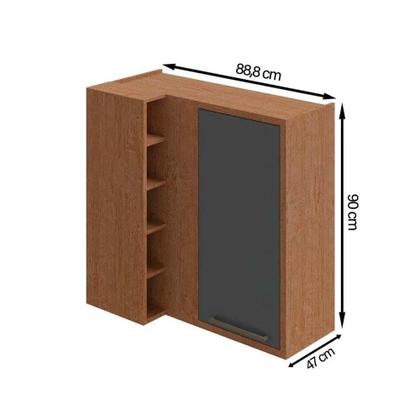 Imagem de Armário Aéreo Cozinha Modulado Canto Syrah c/ 1 Porta e 5 Nichos 88cm Amendoa/Off White - Ronipa