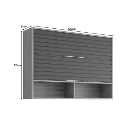 Imagem de Armário Aéreo Cozinha Modulado Esplendida c/ 2 Portas Basculantes 120cm Freijo/Titanium - MGM