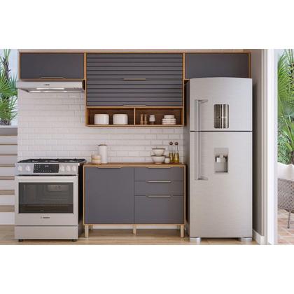 Imagem de Armário Aéreo Cozinha Modulado Esplendida c/ 2 Portas Basculantes 120cm Freijo/Titanium - MGM