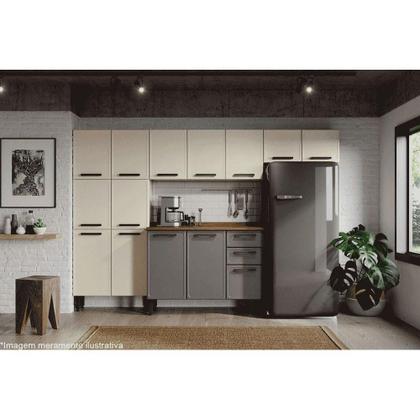 Imagem de Armário Aéreo Cozinha Modulado Estilo 7008 3 Portas Cinza/Grafite - Bertolini