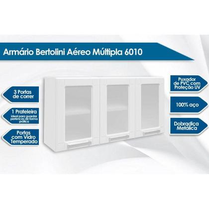 Imagem de Armário Aéreo Cozinha Modulado  Múltipla 6010 3 Portas c/ Vidro Branco/Preto - Bertolini