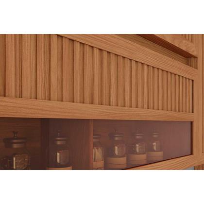 Imagem de Armário Aéreo Cozinha Modulado Requinte c/ 2 Portas Basculante Ripada c/ Vidro 120cm Nature - Henn