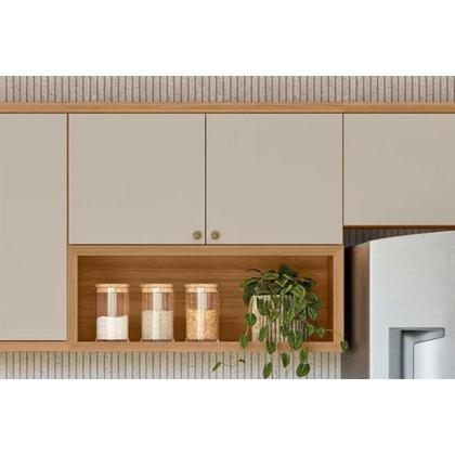 Imagem de Armário Aéreo Cozinha Modulado Selene c/ 2 Portas e 1 Nicho 80cm Jequitiba/Off White Fosco - Linea Brasil