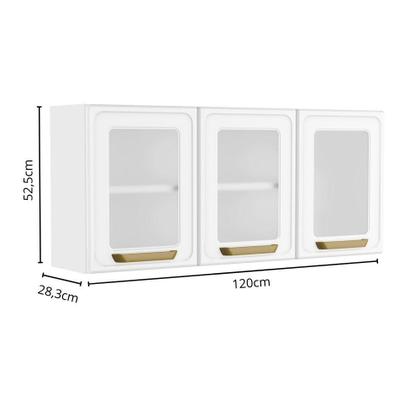 Imagem de Armário Aéreo de Aço 3 Portas de Vidro Bella Bertolini