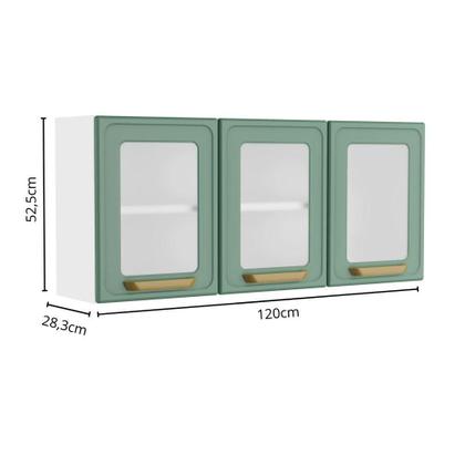 Imagem de Armário Aéreo de Aço 3 Portas de Vidro Bella Bertolini