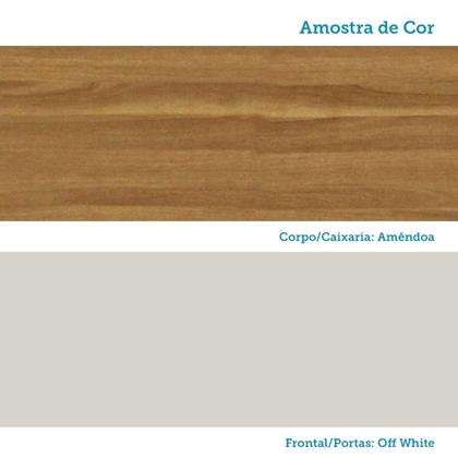 Imagem de Armário Aéreo de Cozinha 120cm 3 Portas com Vidro Reflecta 100% Mdf Barbados Espresso Móveis Amêndoa/Off White