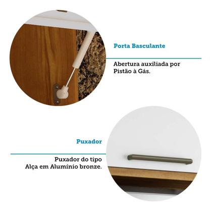 Imagem de Armário Aéreo de Cozinha 120cm com 2 Portas Basculantes e Vidro Reflecta 100% Mdf Vicenza Espresso M