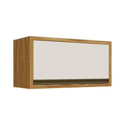 Imagem de Armário Aéreo de Cozinha 80cm 1 Porta Basculante 100% Mdf Barbados Espresso Móveis Amêndoa/Off White