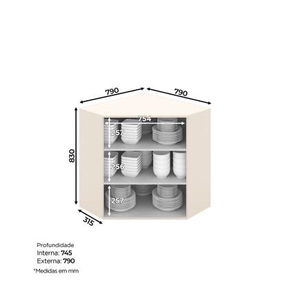 Imagem de Armário Aéreo de Cozinha Canto Oblíquo 2 Portas Connect Henn