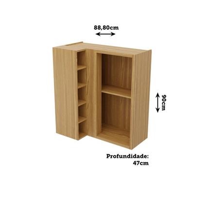 Imagem de Armário Aéreo de Cozinha Canto Reto com 1 Porta e Mini Adega 100% MDF Vicenza Espresso Móveis