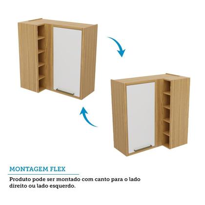 Imagem de Armário Aéreo de Cozinha Canto Reto com 1 Porta e Mini Adega 100% MDF Vicenza Espresso Móveis