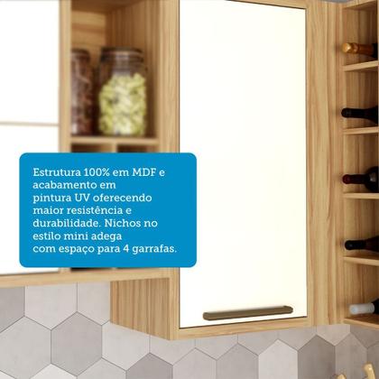 Imagem de Armário Aéreo de Cozinha Canto Reto com 1 Porta e Mini Adega 100% MDF Vicenza Espresso Móveis