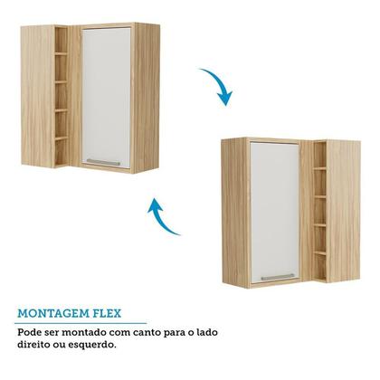 Imagem de Armário Aéreo de Cozinha Canto Reto com 1 Porta e Mini Adega 100% Mdf Vicenza Espresso Móveis