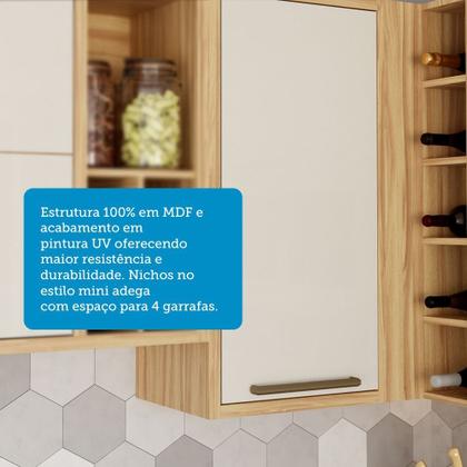 Imagem de Armário Aéreo de Cozinha Canto Reto com 1 Porta e Mini Adega 100% Mdf Vicenza Espresso Móveis