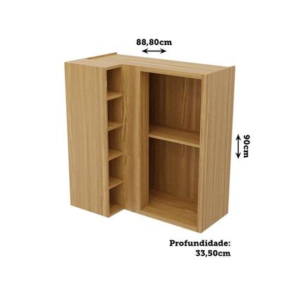 Imagem de Armário Aéreo de Cozinha Canto Reto com 1 Porta e Mini Adega 100% Mdf Vicenza Espresso Móveis