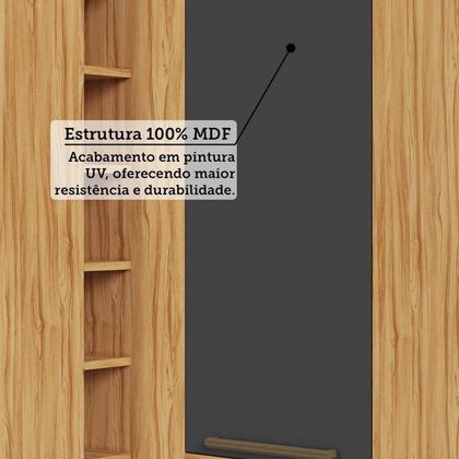 Imagem de Armário Aéreo de Cozinha Canto Reto com 1 Porta e Mini Adega 100% Mdf Vicenza Espresso Móveis