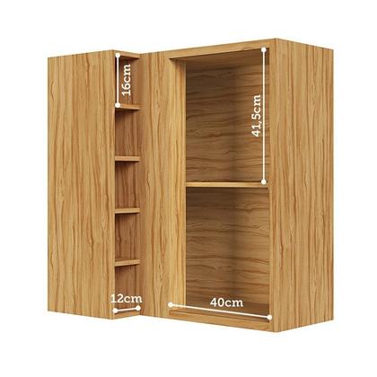 Imagem de Armário Aéreo de Cozinha Canto Reto com 1 Porta e Mini Adega 100% Mdf Vicenza Espresso Móveis