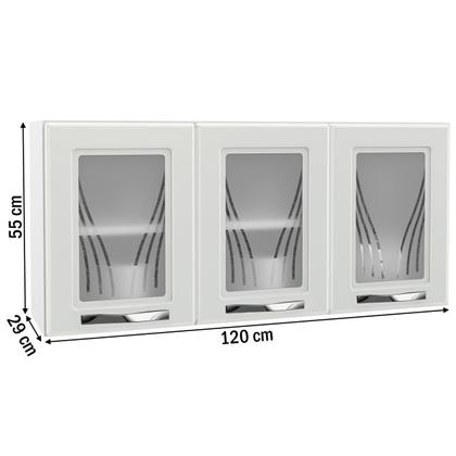 Imagem de Armário Aéreo de Cozinha em Aço Star New 3 Portas com Vidro Branco - Telasul