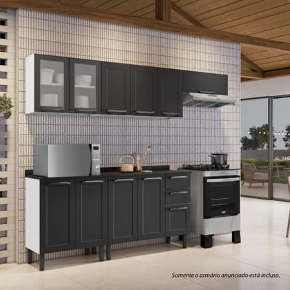 Imagem de Armário Aéreo de Cozinha Itatiaia Florença 3 Portas 105cm Aço Grafite e Branco