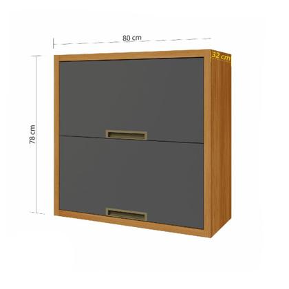 Imagem de Armário Aéreo de Cozinha Modular 2 Portas Basculas Nesher Imperatriz 80cm MDF