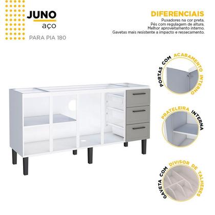 Imagem de Armário Aéreo de Cozinha Montado em Aço Preto 174cm Juno Cozimax