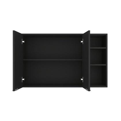 Imagem de Armário Aéreo de Parede Embutido Multiuso Cozinha Lavanderia Nicho Organizador 2 Portas Ópera Preto
