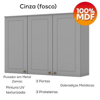 Imagem de Armario Aereo E Balcao 120 cm CE169 Americana Cinza Calcare Henn