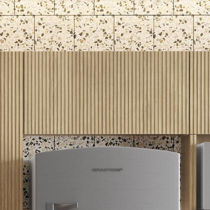 Imagem de Armário Aéreo Geladeira 1 Porta Basculante 80Cm Ripado 100% Mdf Rainha