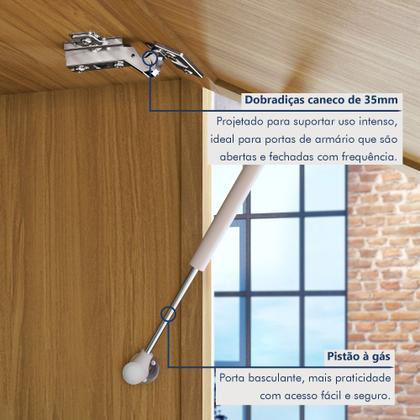 Imagem de Armário Aéreo Geladeira 1 Porta Basculante 80Cm Ripado 100% Mdf Rainha