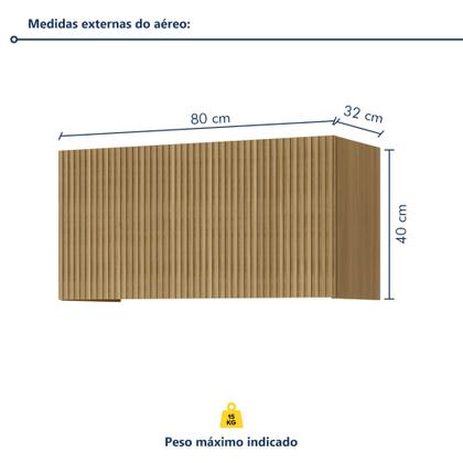 Imagem de Armário Aéreo Geladeira 1 Porta Basculante 80Cm Ripado 100% Mdf Rainha