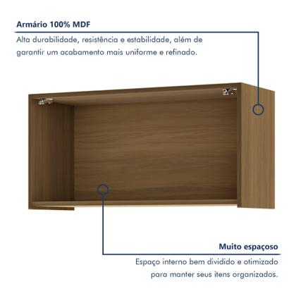 Imagem de Armário Aéreo Geladeira 1 Porta Basculante 80Cm Ripado 100% Mdf Rainha