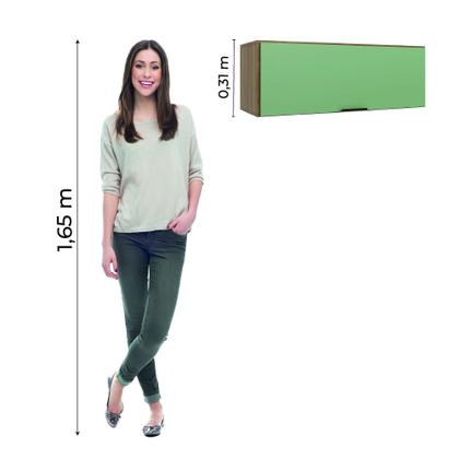 Imagem de Armário Aéreo Geladeira De Cozinha e Lavanderia 1 Porta 0,80m Módulo Suspenso Nogal/Verde Batrol