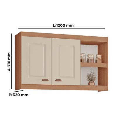 Imagem de Armário Aéreo Grande Cozinha Jéssica New 100% MDF Tuboarte 2 Portas 2 Nichos