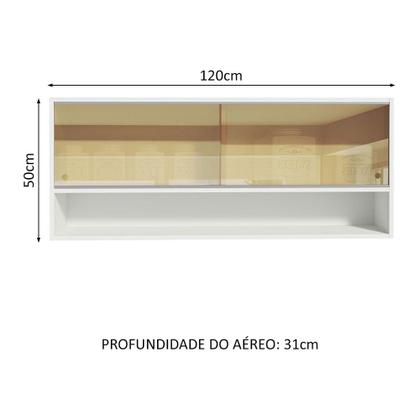 Imagem de Armário Aéreo Madesa 2 Portas Correr Vidro Reflex 1 Nicho para Cozinhas Glamy, Lux e Reims - Branco