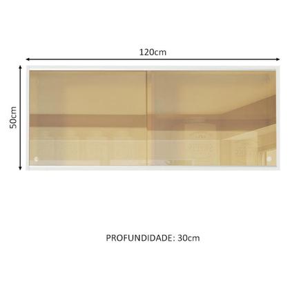 Imagem de Armário Aéreo Madesa 2 Portas de Correr Vidro Reflex para Cozinhas Glamy, Lux e Reims - Branco