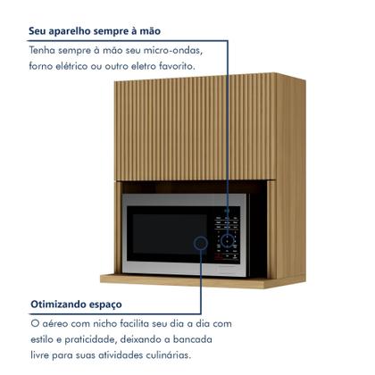 Imagem de Armário Aéreo Micro 1 Porta Basculante 70Cm Ripado 100% Mdf Rainha
