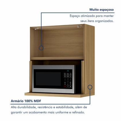 Imagem de Armário Aéreo Micro 1 Porta Basculante 70Cm Ripado 100% Mdf Rainha