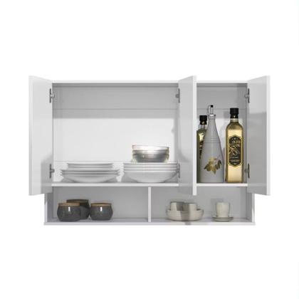 Imagem de Armário Aéreo Milão Multiuso 3 Portas Nicho Parede Suspenso Cozinha Quarto Lavanderia