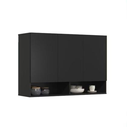 Imagem de Armário Aéreo Milão Multiuso 3 Portas Nicho Parede Suspenso Cozinha Quarto Lavanderia